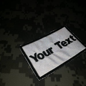 Reflective patch Custom name text patch tag name tape name tag D.I.Y.biker military style embroidered patch 2"x2", 3"x2",4"x2",5"x2",6"x2"