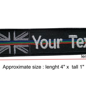 Union Jack Flag Custom name text Thin Blue, Green, Red Line Police Ambulance Fire EMS EMT Rescue embroidered patch size 4&quot;x1&quot;,5&quot;x1&quot;,6&quot;x1&quot;