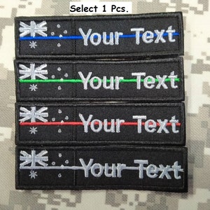 Australia Flag Custom name Text thin line Australia flag Blue, Green,patch with hook backing attachment or sew on size 4&quot;x1&quot;, 5&quot;x 1&quot;, 6&quot;x 1&quot;