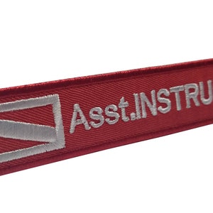Asst Instructor Diving Flag / Diver Down flag, embroidered patch sew-on or hook backing attachment 5&quot;x1&quot;