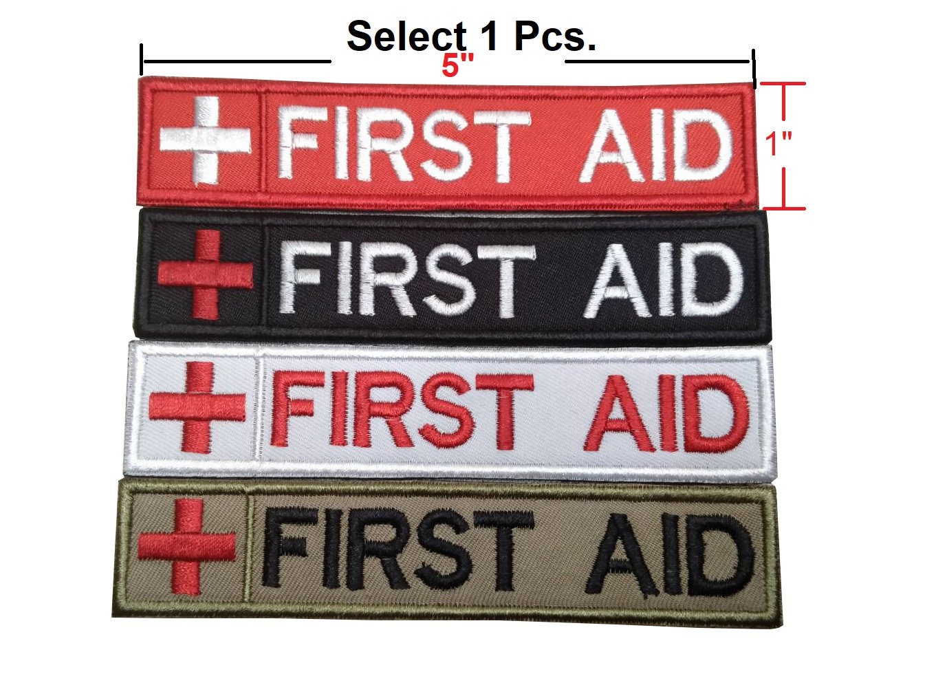 First Aid Patch Red Cross Medic Patch Paramedic EMS EMT Rescue Patch Hook  Backing for Attachment or Sew on Patch Size 5 X 1 Inches 