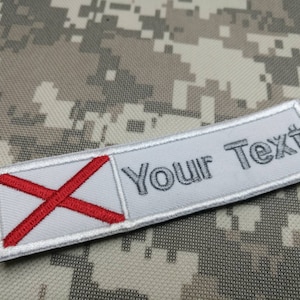Custom name Text Your text Patch Alabama USA flag patch with hook backing attachment or sew on size 4&quot;x 1&quot; , 5&quot;x 1&quot;, 6&quot;x 1&quot;