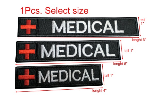 MEDIC Patch Red Cross Medic Patch Firs Aid Paramedic EMS EMT Rescue Patch  Hook Backing for Attachment or Sew on Patch Size 4 X 1 Inches 