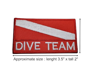 ダイブ チーム パッチ ダイビング スキューバ スキンダイバー マスター ダイブ レスキュー 刺繍 縫い付けまたはフック裏地アタッチメント 高さ 5 cm x 長さ 9 cm (2" x 3.5")