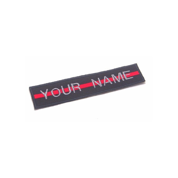 Custom Name Text Firefighter Fire Fireman Thin Red Line 1-3 Line Embroidered Patch 4-6x2 inch