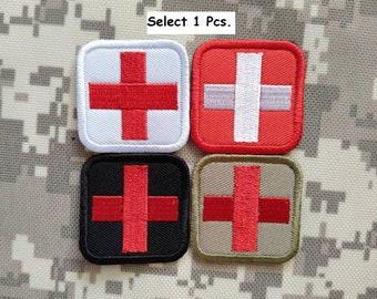 2 x First Aid Red Cross Embroidered Hook & Loop Patch Badge White and Black 2 x First Aid Red Cross Embroidered Hook & Loop Patch Badge White and Black