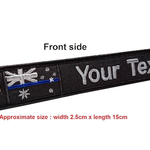 Australia Flag Custom name text key chain thin Line key chain blue line police embroidered patch key chain key ring key tag size2.5cm x 15cm