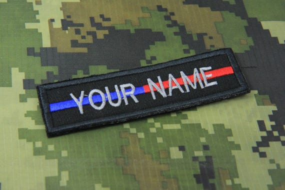 Custom Name Text Thin Blue Line Red Lice Police Morale Patch | Etsy