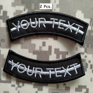 2 Pcs. EMS EMT Curve patch Custom name text patch Medic thin white line curve embroidered patch Hook backing attached or sew on size 3&quot;x 1&quot;