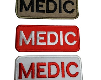 1 Pcs. MEDIC patch EMS EMT Paramedic Medic, white line patch, embroidered sew on patch or hook backing for attachment patch size 1.5"x 3.5"