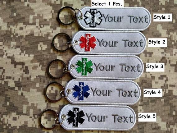 Custom Text Your Text Key Chain Embroidery EMT EMS Rescue Medic