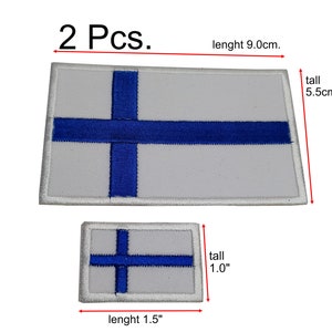 Peut inclure: Deux patchs de drapeau finlandais blanc et bleu. Le plus grand patch mesure 9,0 cm de long et 5,5 cm de haut. Le plus petit patch mesure 1,5 pouce de long et 1,0 pouce de haut.
