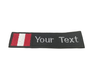 Peru Flagge Aufnäher Benutzerdefinierter Name Text Ihr Text Peru Flagge Aufnäher mit Haken-Backing-Befestigung oder nähen auf Größe 10 x 1 Zoll, 5 Zoll x 1 Zoll, 15 cm x 1 Zoll