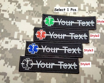 Aangepaste naam tekst paramedicus EMT EMS witte lijn patch opnaai patch of haak steun voor bijlage patch maat 4 &quot;x 1&quot; 5 &quot;X 1&quot;, 6 &quot;x 1&quot;