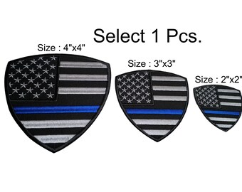 1 peça. Remendo de linha azul fino polícia EUA bandeira Remendo de linha fina costurado em remendo ou gancho para fixação tamanho 4 "x 4", 3 "X 3", 2 "x 2"