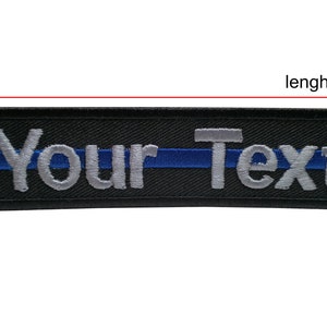 Blue line Custom name text thin blue line police morale patch hook backing or sew on patch size 4&quot;x 1&quot;,5&quot;X 1&quot;, 6&quot;x 1&quot;