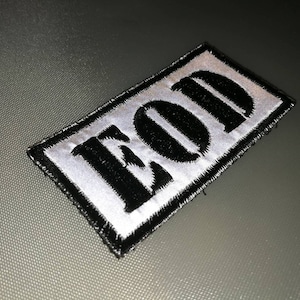 Reflective patch EOD patch EOD tag Fire Fighter EOD patch D.I.Y.military style embroidered patch hook backing or sew on patch size 1.5&quot; x 3&quot;