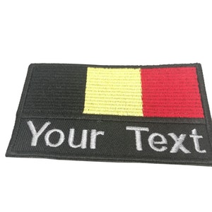 Belgium Flag patch Custom name Text Your text patch Belgium flag patch with hook backing attachment or sew on size 5.5 cm x 9 cm