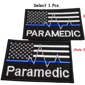 Sanitäter Weiß EMS EMT Patch Thin Blue Line Patch USA Flagge Taktische Polizei Moral Patch Haken Unterstützung oder Nähen auf Größe 9 cm X 5,5 cm
