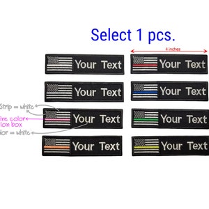 1 pz. Bandiera USA Nome personalizzato Patch linea sottile patch rosso blu bianco verde rosa giallo grigio supporto per gancio o cucire su dimensioni 4"x1", 5"x1", 6"x 1"