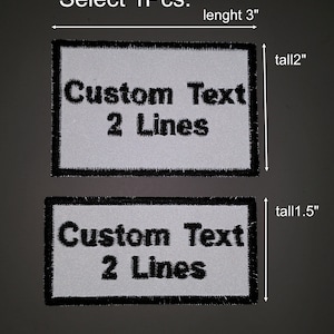1 Pcs. Reflective 2 Lines Custom Text patch name tape embroidered.
