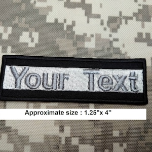 Thin White line patch Custom name text thin White line patch with hook backing for attachment or sew on size 4&quot;x1.25&quot;, 5&quot;X 1.25&quot;, 6&quot;x 1.25&quot;