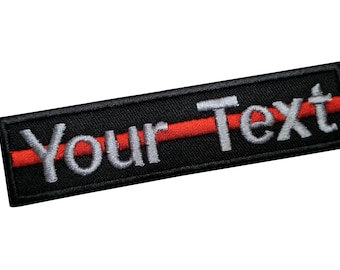 Fire Fighter Custom name text patch thin red line firefighter Rescue name tape hook backing or sew on size 3&quot;X1&quot;, 4&quot;X1&quot;, 5&quot;X1&quot;, 6&quot;x1&quot;, 6&quot;x2&quot;