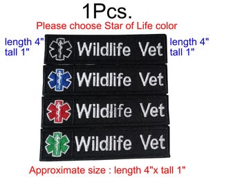 1Pcs.Star Of Life Wildlife Vet patch medical medic paramedic rescue emergency ambulance sew on or hook backing for attachment size 4"x 1"