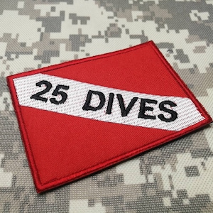 1 PCS. 25, 50, 100, 1000 DIVES Diving Flag / Diver Down flag, embroidered morale patch sew on or hook backing attachment  3.5&quot;x 2.5&quot;