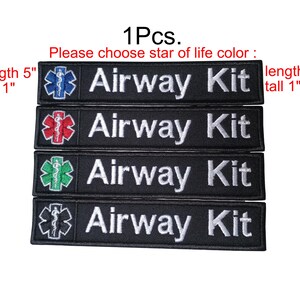 1 Pcs. Airway Kit Star Of Life patch Firs Aid paramedic Medic Ems EMT Rescue Nurse hook backing for attachment or sew on size 1 x 5 Inches
