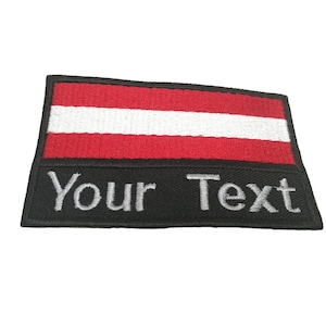 Austria Flag patch Custom name Text Your text patch Austria flag patch with hook backing attachment or sew on size 5.5 cm x 9 cm