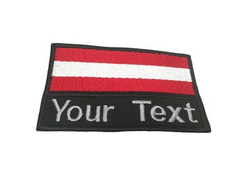 Austria Flag patch Custom name Text Your text patch Austria flag patch with hook backing attachment or sew on size 5.5 cm x 9 cm