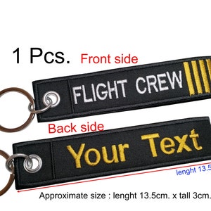 PC 1. Equipo de vuelo bordado nombre personalizado su texto etiqueta de equipaje pulsera llavero etiqueta bolso etiqueta titular llavero tamaño 13,5 cm. x 3cm.