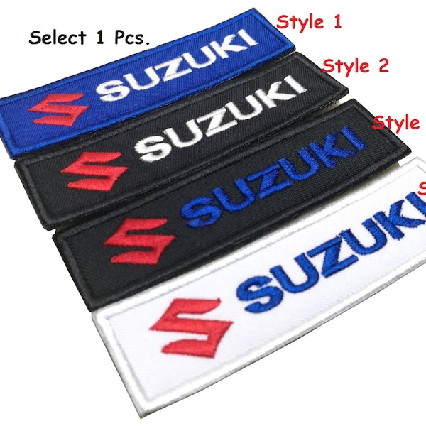 Suzuki patch  Suzuki racing Suzuki biker Suzuki motorcycle  hook backing or sew on patch size 4 x 1 inches