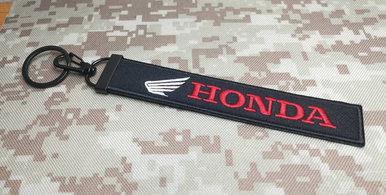 Custom Name tag Honda Racing Biker Motorcycle Embroider Keychain Key Holder