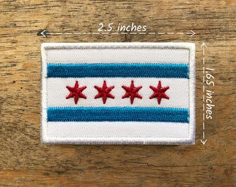 1 Pcs. Chicago Illinois  USA flag Patch Chicago Illinois flag Embroidered D.I.Y. Hook backing attached sew on size 2.5x1.65 inches