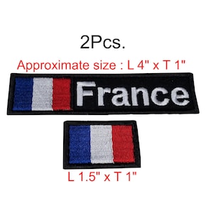 2 Pcs. FRANCE Flag size 1" x4" and small patch size 1" x 1.5" Nation flag International Flag with hook backing attachment or sew on