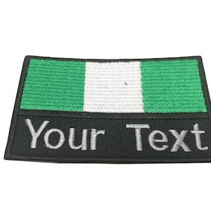 Nigeria Flagge Patch Benutzerdefinierte Name Text Ihr Text Patch Nigeria Flagge mit Hakenbefestigung oder zum Aufnähen Größe 5,5 cm x 9 cm