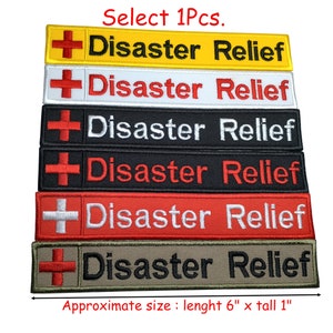 1Pcs. Disaster Relief Red Cross patch Medic paramedic EMS EMT Rescue Emergency Ambulance hook backing for attachment or sew on size 6" x 1"