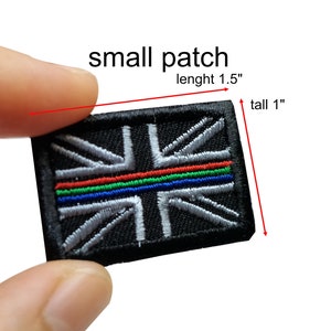 Small Patch UK Flag Police Ambulance Fire Fighter Rescue EMS EMT red green blue line hook backing for attachment or sew on size 1.5"X1"
