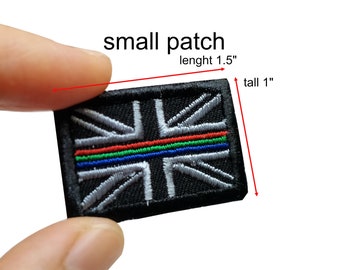 Small Patch UK Flag Police Ambulance Fire Fighter Rescue EMS EMT red green blue line hook backing for attachment or sew on size 1.5"X1"