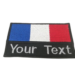 France  Flag patch Custom name Text Your text name patch France  flag patch with hook backing attachment or sew on size 5.5 cm x 9 cm