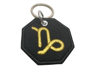 Zodiac Capricorn Key chain Zodiac D.I.Y. Patch Decorate  Capricorn  glitter gold patch  key ring key tag bag holder tag holder size 5 cm