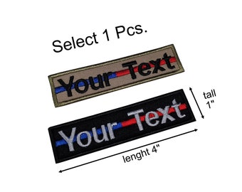 1 pz. Toppa personalizzata con testo con nome sottile, linea blu, pidocchi rossi, polizia, pompieri, morale, gancio posteriore o toppa da cucire, dimensioni 4"X 1", 5"x 1", 6"x 1"
