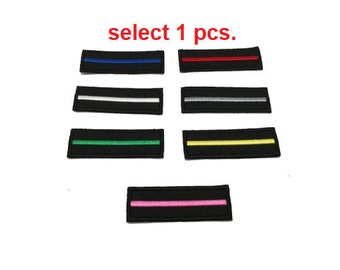 1 Pcs. Thin Line Patch thin red, blue, white, green, pink, yellow, gray line patch hook backing or sew on size 3&quot;x1&quot;, 4&quot;x1&quot;, 5&quot;x1&quot;, 6&quot;x1&quot;