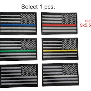 1 Pcs. Reverse USA flag Thin line patch For Right Arm, Hook backing or Sew on size 9x5.5 cm