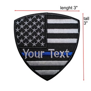 Dunne blauwe lijn patch Aangepaste naamtekst dunne blauwe lijn USA vlag politie opnaai patch of haak steun voor bijlage maat 3 &quot;X 3&quot;
