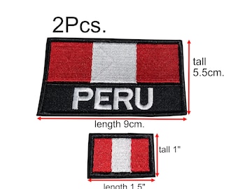 2tlg. Peru Flagge Patch und kleine Peru Flagge Nationalflagge mit Haken auf der Rückseite oder zum Aufnähen Größe 5,5 cm. Durchmesser: ca. und 3,5cm x 2cm