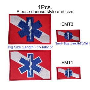 EMS EMT Rescue DIVER Patch Diving Scuba Skin Diver patch embroidered sew on or hook backing attachment 3.5"x 2.5" or select small size 1"x2"