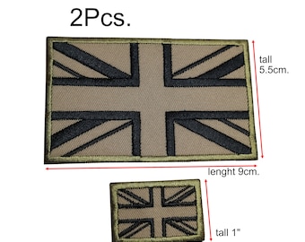 2Stk. Union Jack Flagge UK Flagge Patch gestickt Internationale Flagge mit Haken Befestigung oder aufnähen Größe 9 cm. x5,5cm. und 2,5cm x 3,8cm